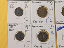 Twenty Circulated- About Uncirculated World coins from Germany