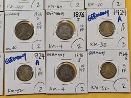 Twenty Circulated- About Uncirculated World coins from Germany
