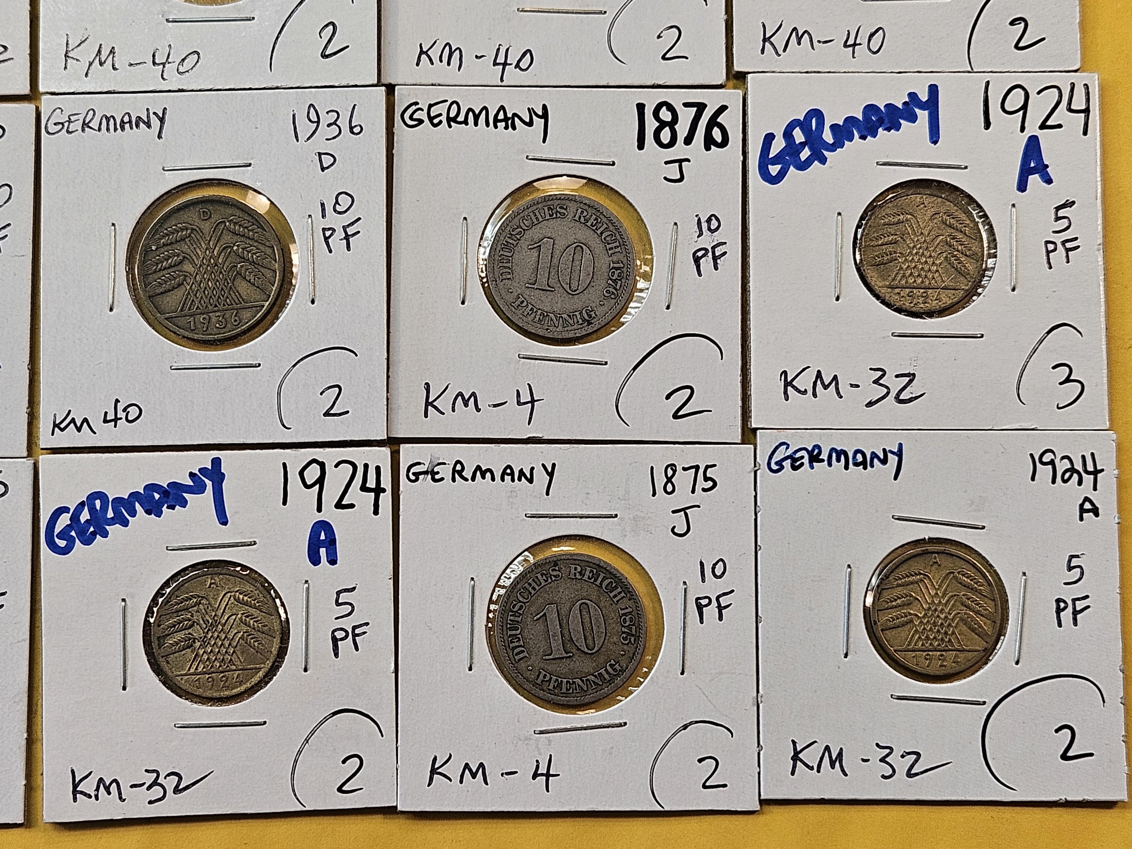 Twenty Circulated- About Uncirculated World coins from Germany