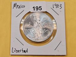GEM Brilliant Uncirculated 1983 Mexico Silver Onza