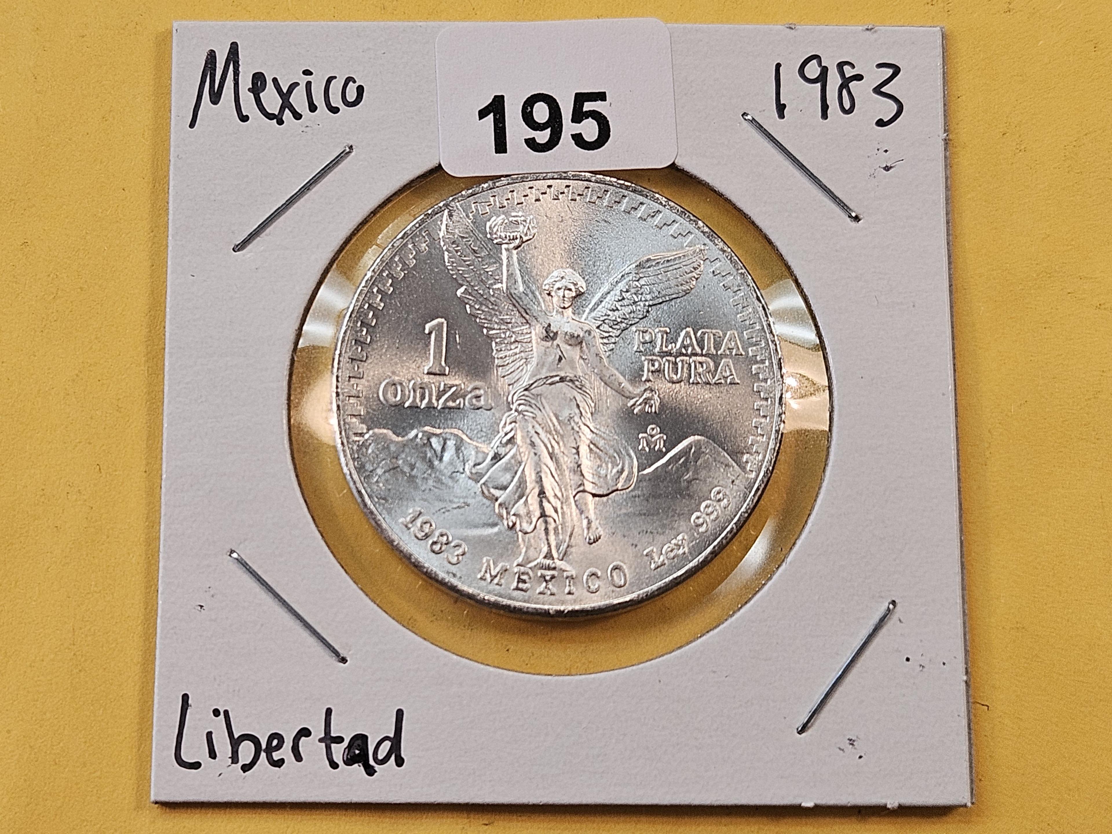 GEM Brilliant Uncirculated 1983 Mexico Silver Onza