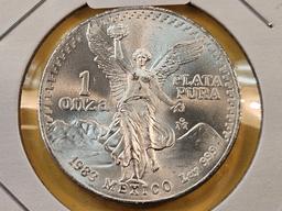 GEM Brilliant Uncirculated 1983 Mexico Silver Onza