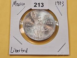 GEM Brilliant Uncirculated 1983 Mexico Silver Onza