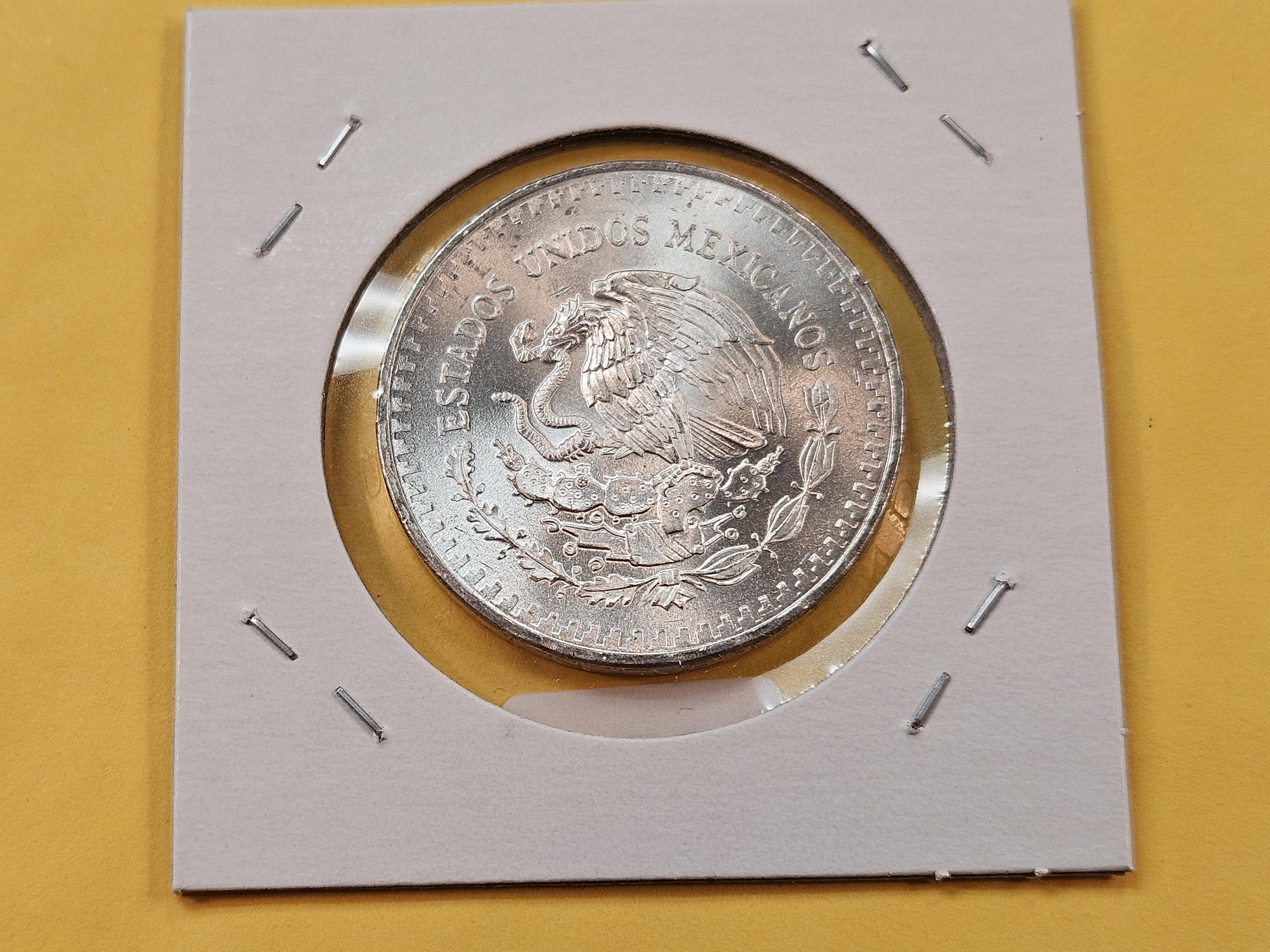 GEM Brilliant Uncirculated 1982 Mexico Silver Onza