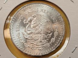 GEM Brilliant Uncirculated 1982 Mexico Silver Onza