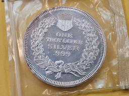 One Troy Ounce .999 fine Silver Art Round
