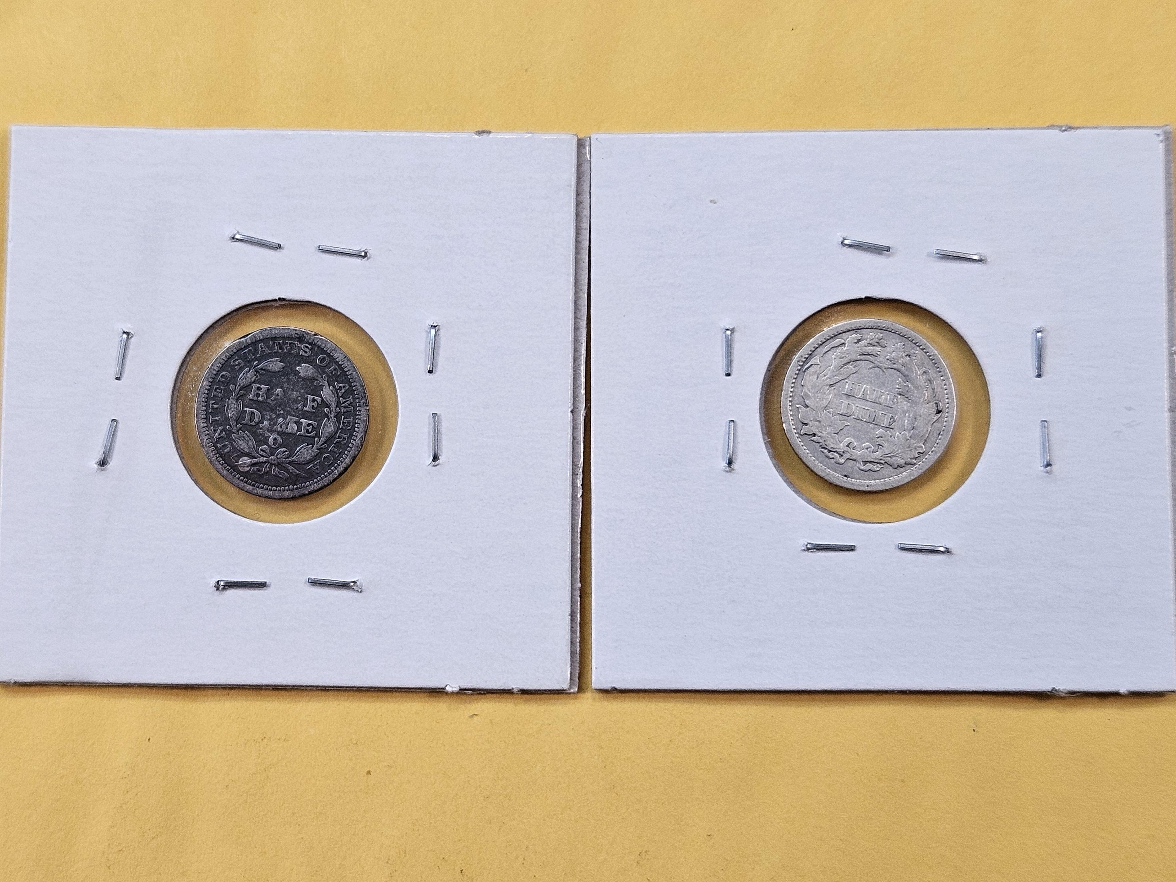 Two Little Better Seated Liberty Half Dimes
