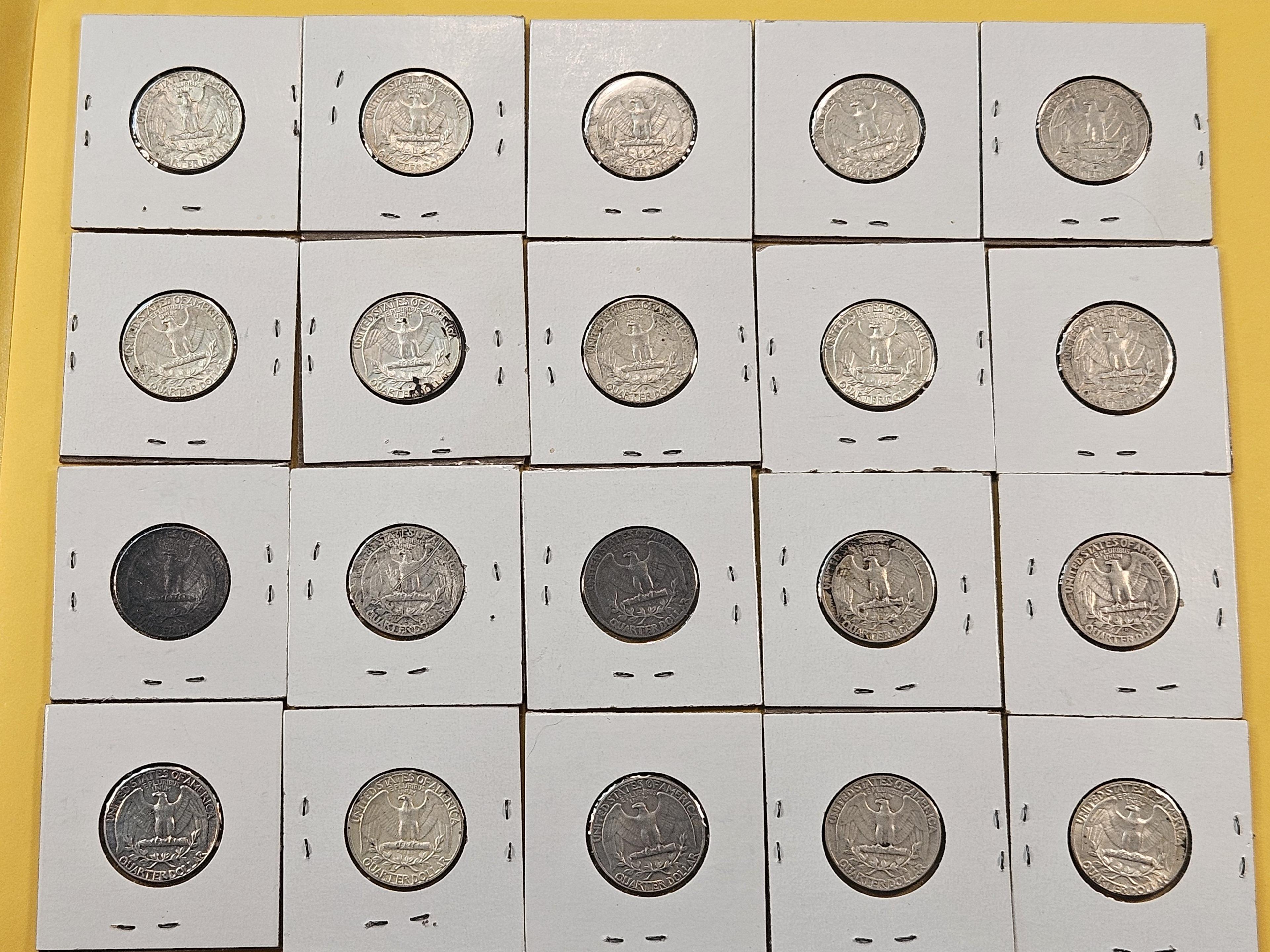 Twenty Washington Silver Quarters