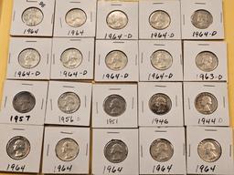 Twenty Washington Silver Quarters