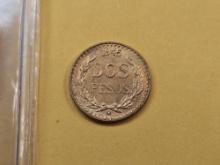 GOLD! Brilliant Uncirculated 1945 Mexican Two Peso Gold