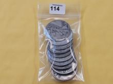 Ten Mixed Silver Half Dollars, Mostly Walkers