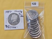 1995-S Proof Silver Half Dollar and Ten Mixed Kennedy Clad Half Dollars