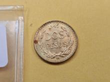 GOLD! Brilliant Uncirculated 1945 Mexican Two Peso Gold
