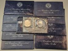 Ten Brilliant Uncirculated Blue Pack Eisenhower Silver Dollars