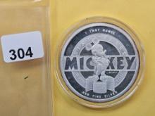 DISNEY SILVER! One Troy Ounce .999 fine Silver Proof Art Round