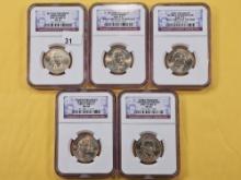 Five 2007 NGC Presidential Dollars