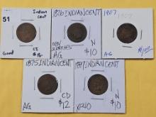 Five Indian Head Cents