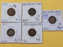 Five 1-Cent Pieces