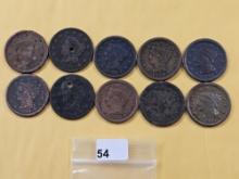 Bag with Ten Large Cents