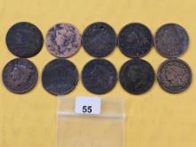 Bag with Ten Large Cents