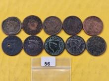 Bag with Ten Large Cents
