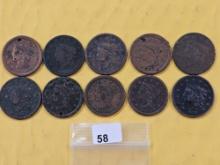 Bag with Ten Large Cents
