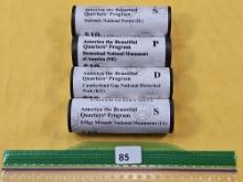 Four US Mint-Wrapped Rolls of GEM BU America the Beautiful Quarters