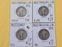 Four Standing Liberty Silver Quarters