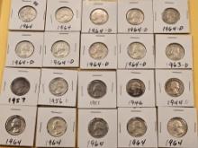 Twenty Washington Silver Quarters