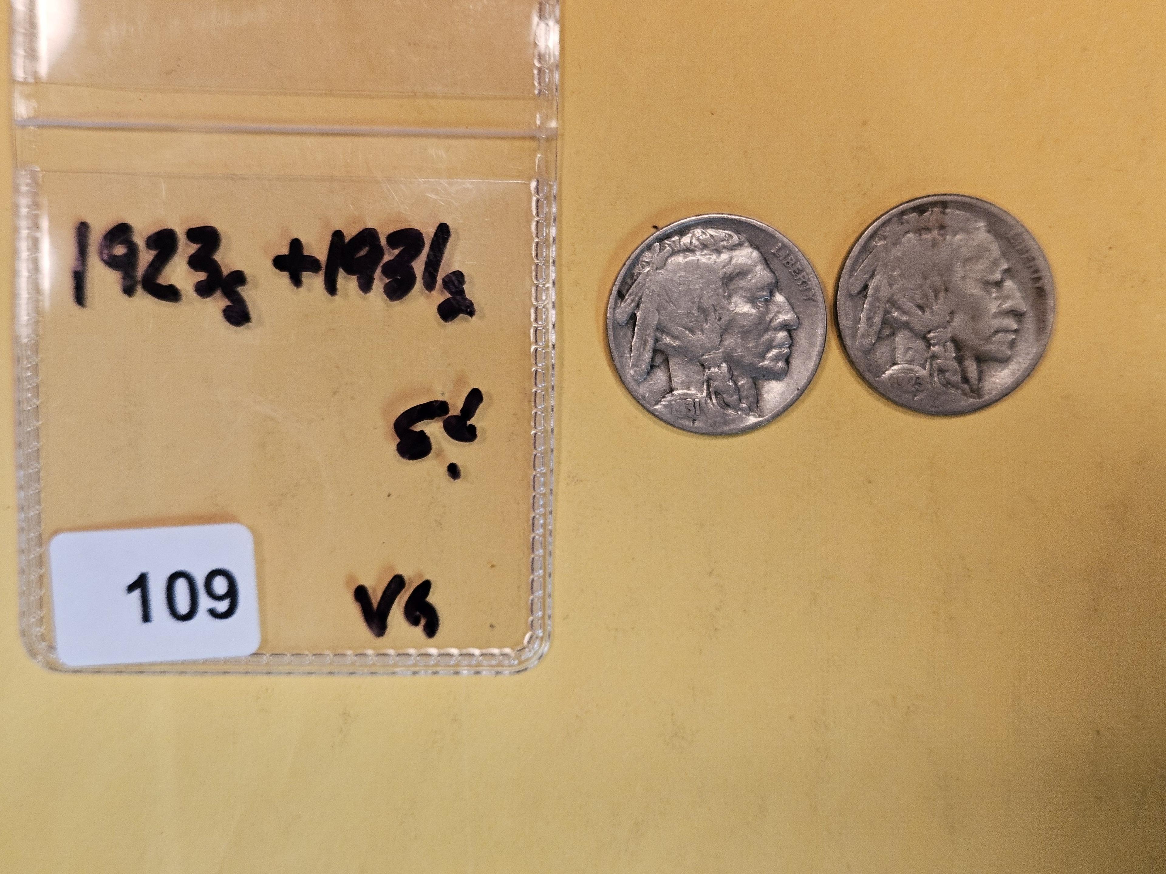 Two better date 1923-S and 1931-S Buffalo Nickels