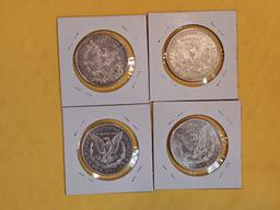 Four mixed Morgan Silver Dollars