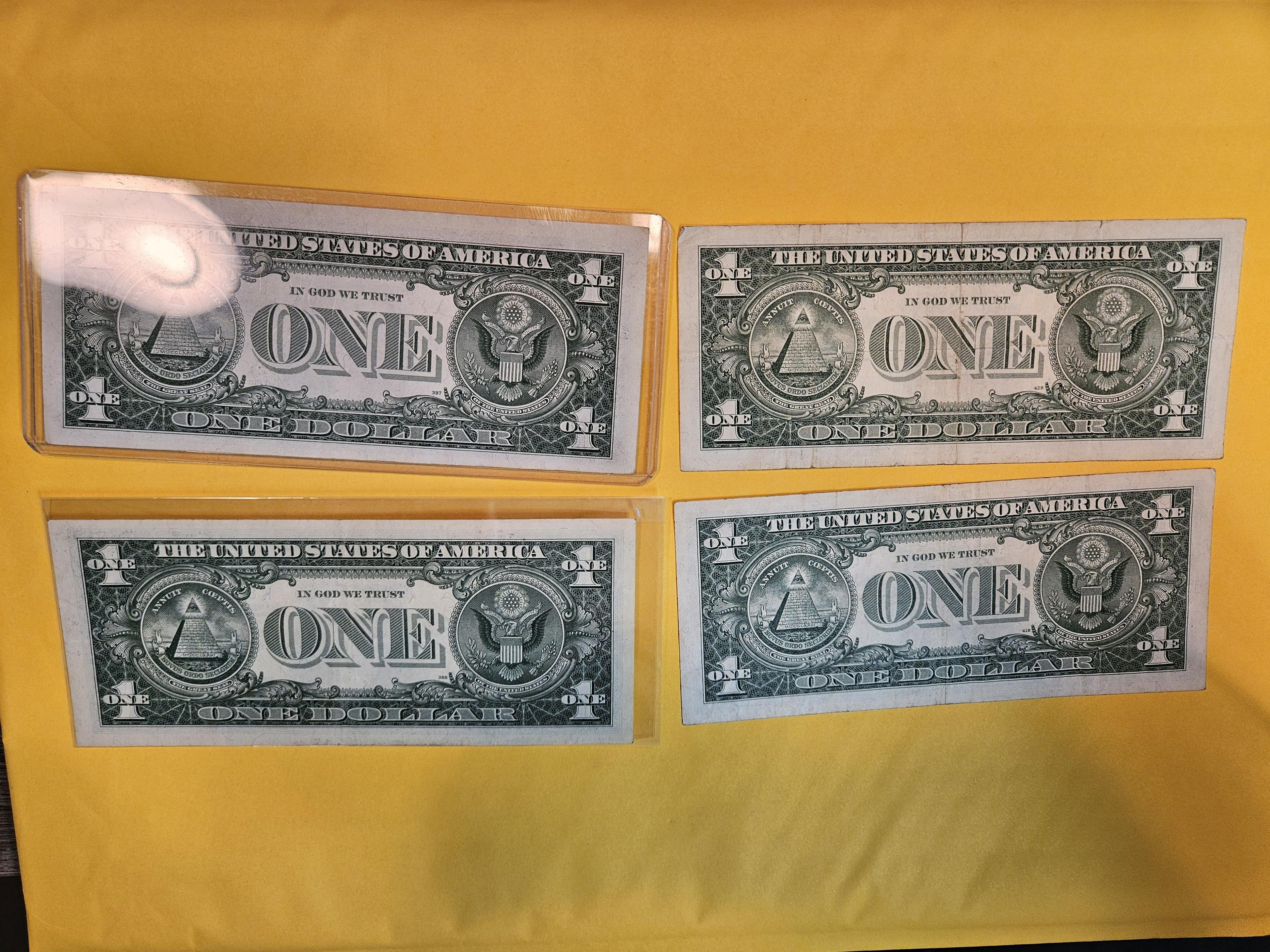 Four $1 Silver Certificates from 1957