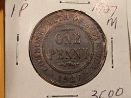 Seven mixed Australia Large pennies