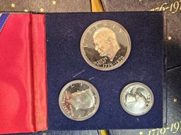 TEN Gem Proof Deep Cameo SILVER 3-coin 1976 US Bicentennial Sets