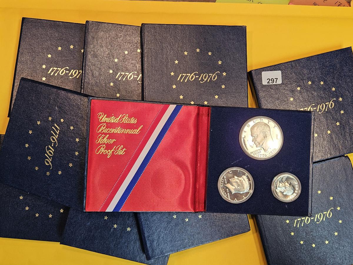 TEN Gem Proof Deep Cameo SILVER 3-coin 1976 US Bicentennial Sets