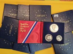 TEN Gem Proof Deep Cameo SILVER 3-coin 1976 US Bicentennial Sets