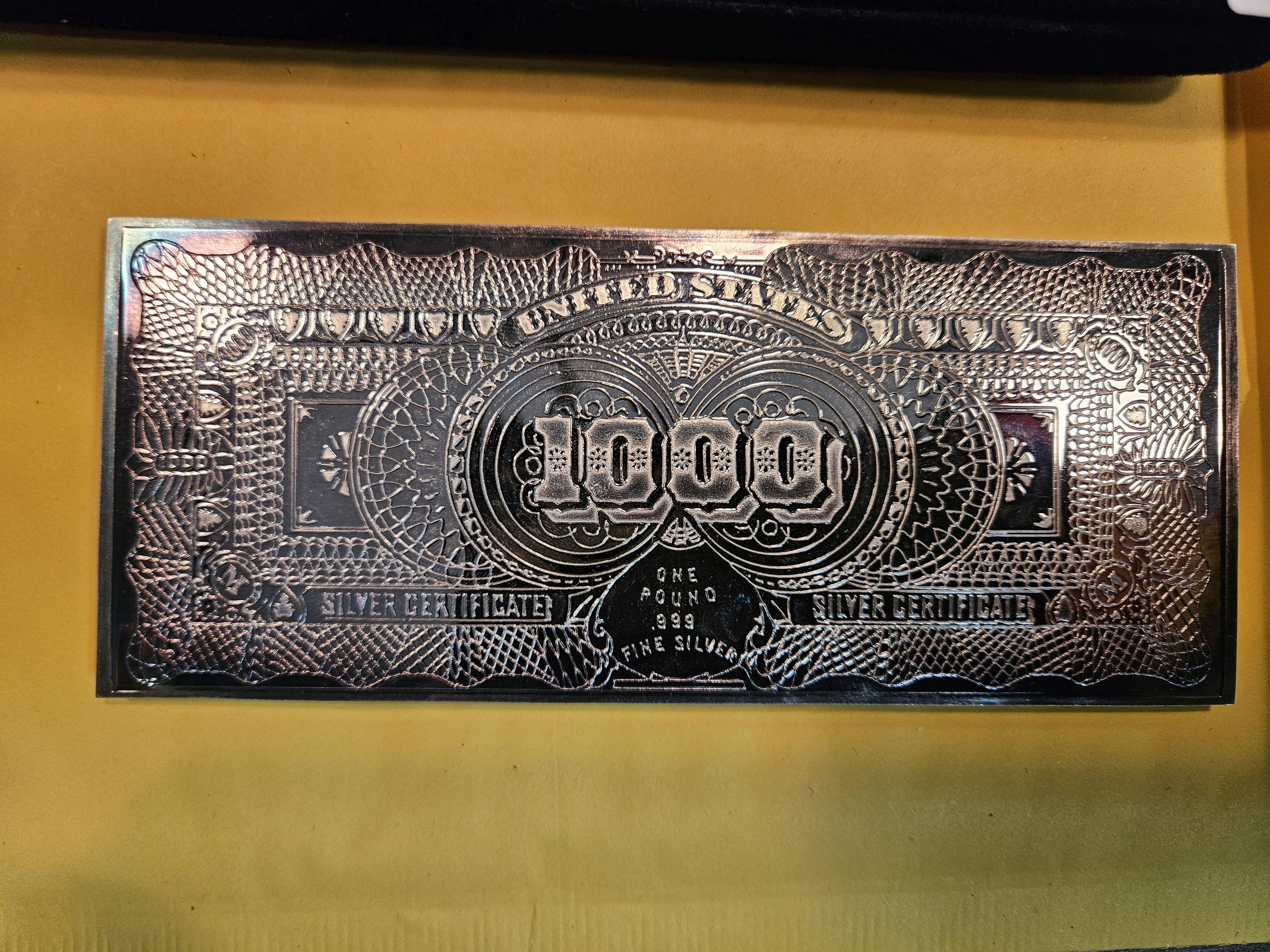 MASSIVE! ONE POUND .999 Fine Silver Certificate