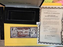 MASSIVE! ONE POUND .999 Fine Silver Certificate