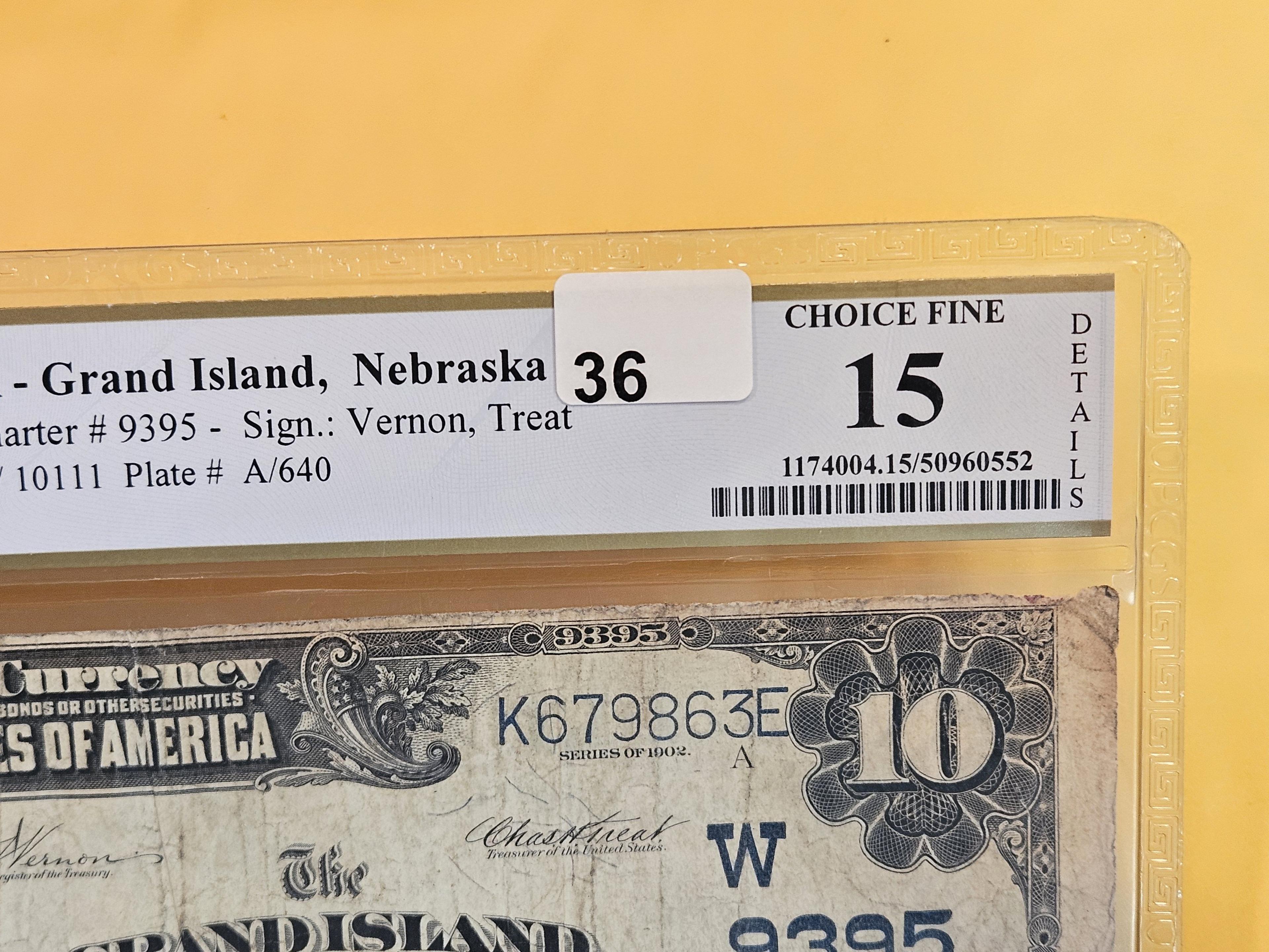 PCGS BankNote 1902 Ten Dollar National Currency in Choice Fine- 15 - details