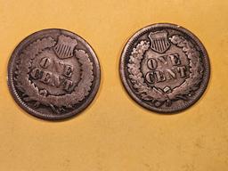 1864 Bronze and 1865 Indian Cents