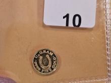 GOLD! One-Quarter Gram .9999 fine Gold round