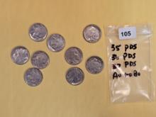 Nine Brilliant AU to BU Buffalo Nickels