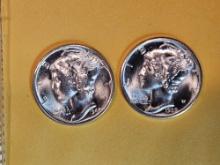 Two Very Choice Brilliant Uncirculated Plus Mercury Dimes