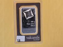 SILVER! VALCAMBI SUISSE 100 Gram .999 fine silver Bar