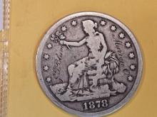 1878-S Trade Dollar with period correct carving