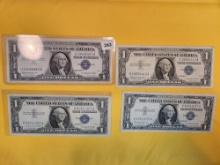 Four $1 Silver Certificates from 1957