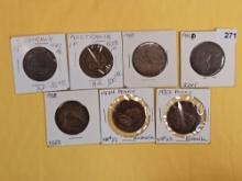 Seven mixed Australia Large pennies