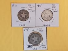 Three silver coins from Cuba