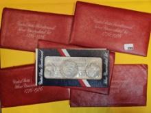Five GEM Brilliant Uncirculated RED IKE Silver 3-coin Bicentennial Sets