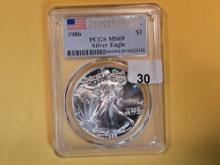 KEY DATE! PCGS 1986 American Silver Eagle in MS-69